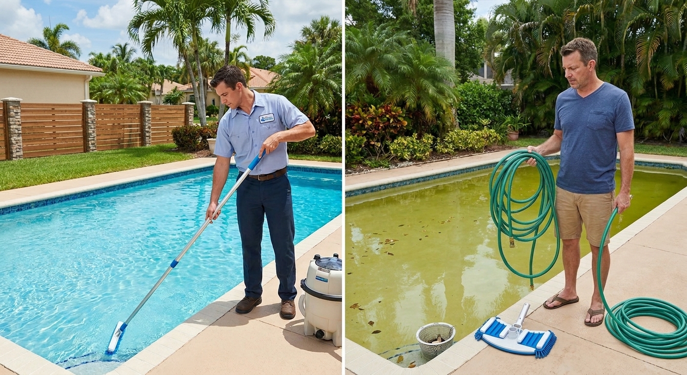 Weekly pool service in Wellington compared to DIY care