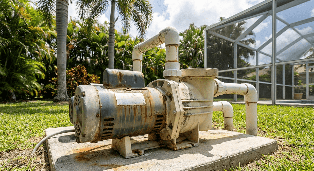 Pool pump replacement in Wellington due to age, wear, or high energy bills